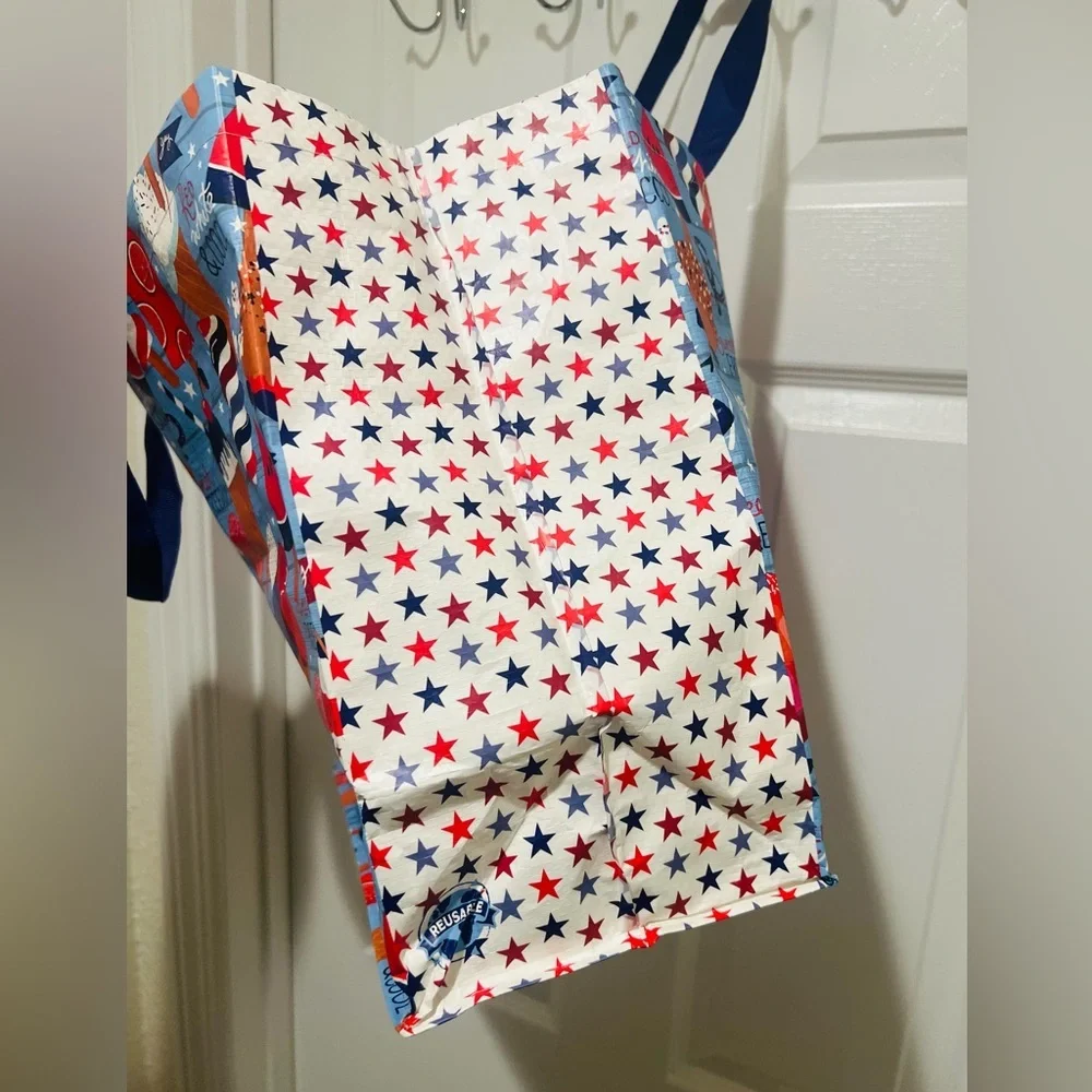 LIKE NEW Patriotic 4th of July Ice Cream and Fruit Red White and Blue Tote Bag - Picture 3 of 8